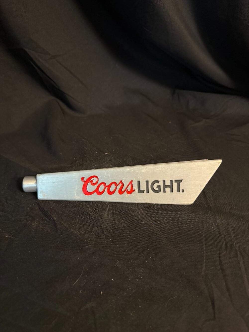Vintage Coors Light Recycled Aluminum Beer Tap Handle Silver Wedge Metal 6"